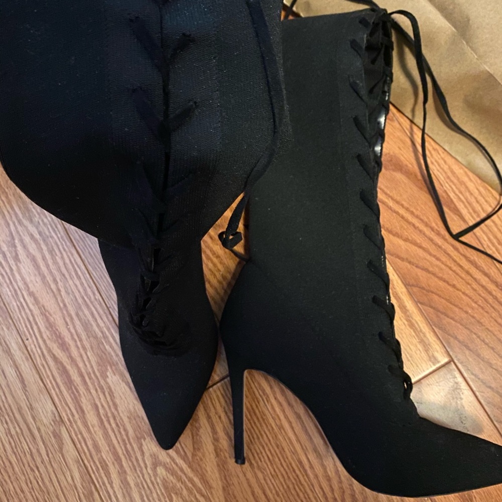 Over The Knee Lace Up Heeled Boots